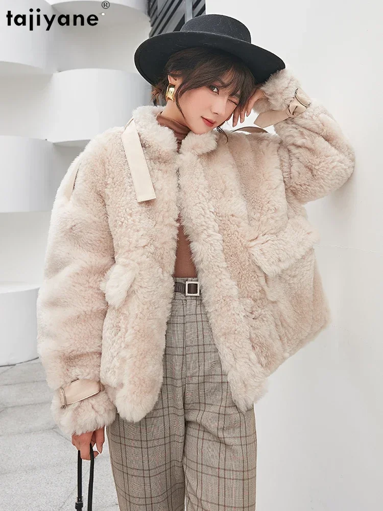 Tajiyane Natural Wool Fur Coats for Women 2023 Real Fur Coat Womens Korean Style Fur Jacket Korean Style Manteau Femme Hiver