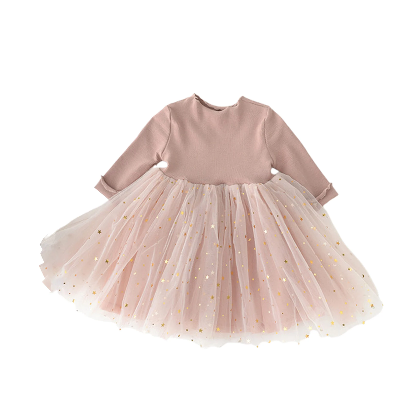 

Baby Girl's Dress, Round Neck Long Sleeve Tulle Skirt for Vacation Holiday Birthday Party Photography