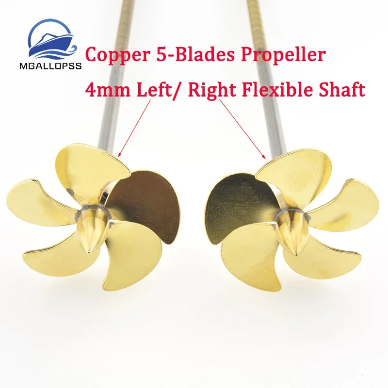 1 zestaw elastycznych wałów 4mm lewoskrętnych/prawoskrętnych + miedziana śruba napędowa z 5 łopatkami (D31/33/35/39mm) Mini śmigło do modeli łodzi RC