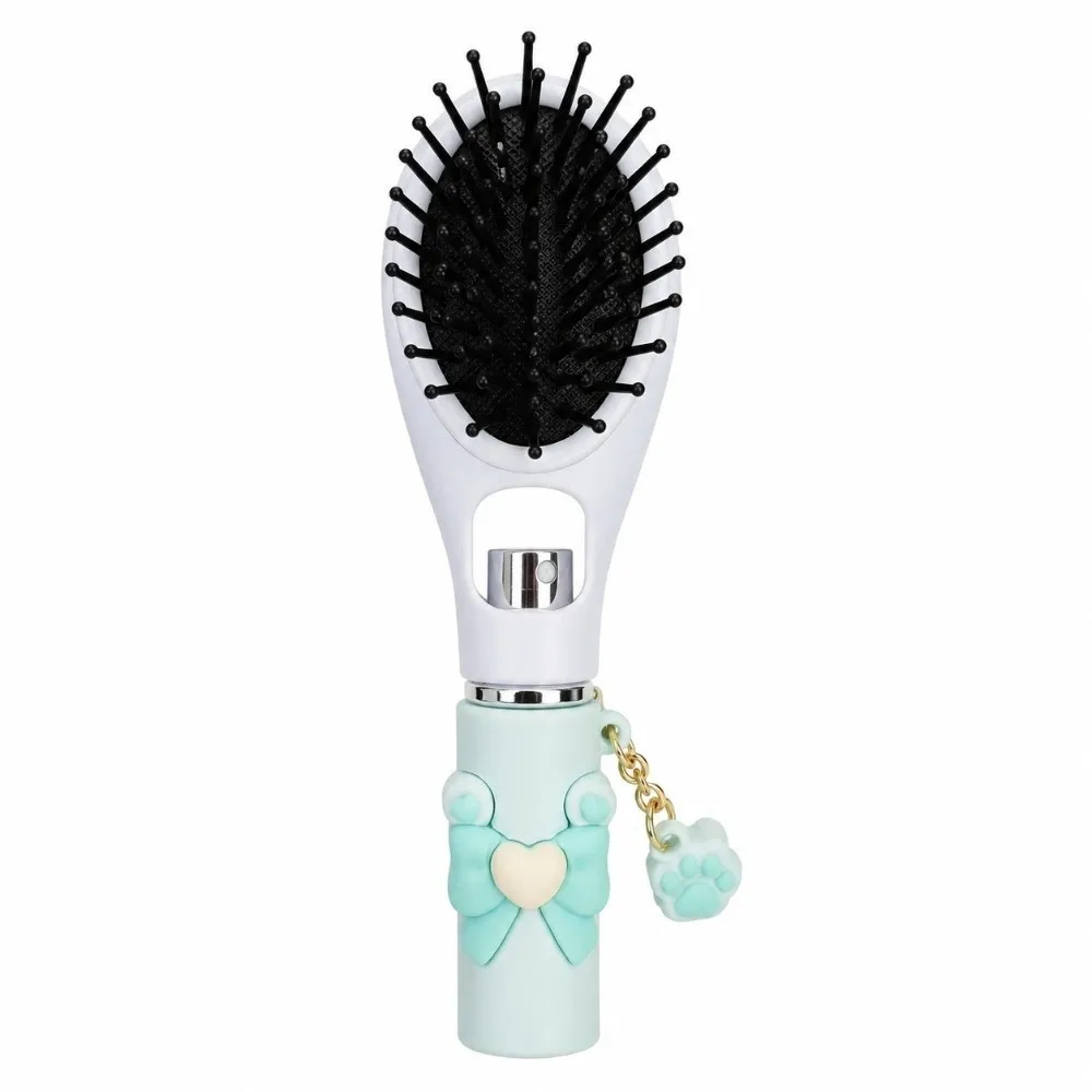 Refillable Spray Misting Hair Brush Anti-Frizz Cat Paw Pendant Spray Hair Brush Anti-Static Spray Massage Comb Daily Hair Care