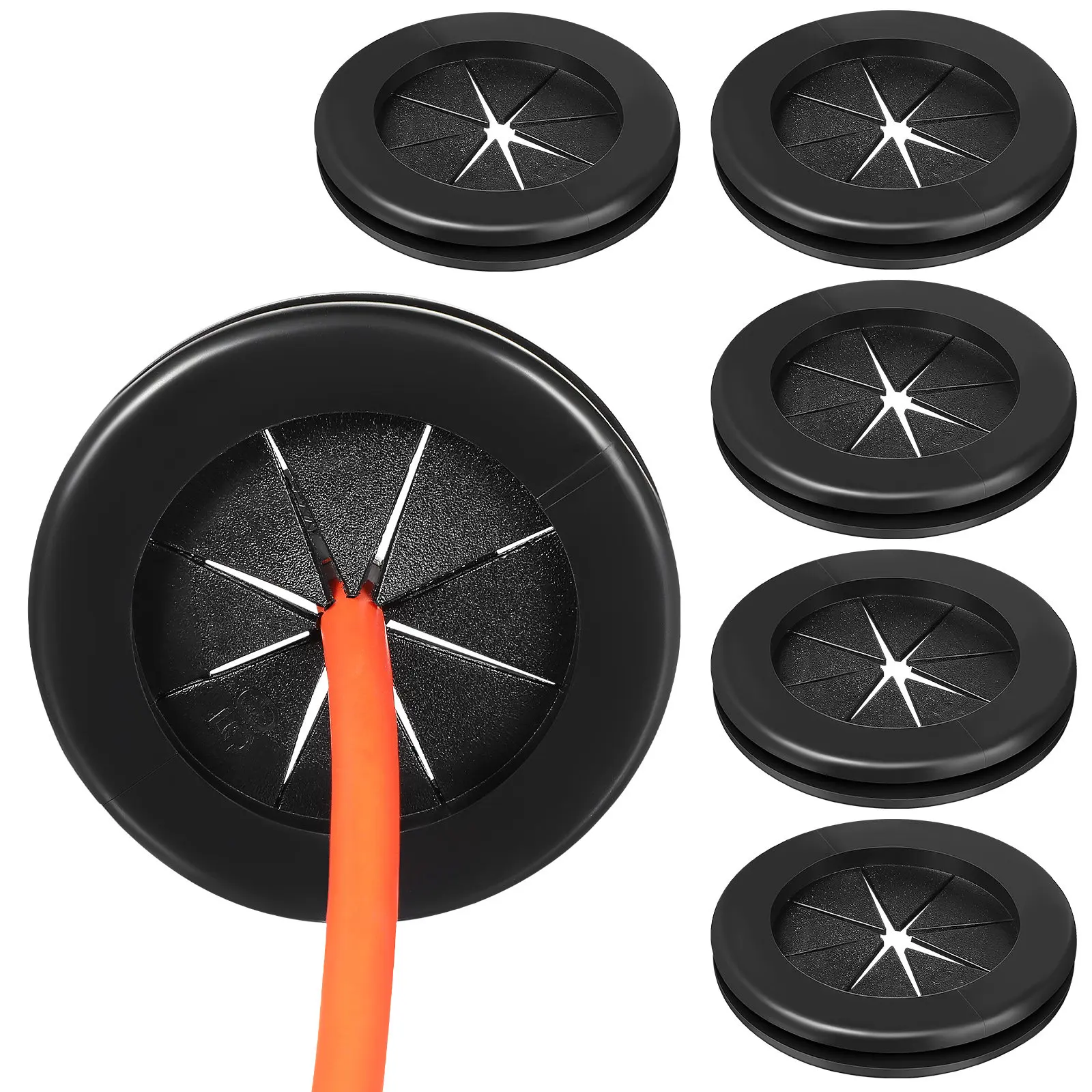 

6Pcs Dual-Sided Wire Grommet Set Cable Hole Cover Desk Cord Organizer Strong Wear-Resistant Lightweight Compact Desk Grommets