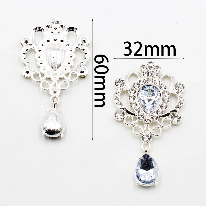 Exquisite 10Pcs 32*60mm Shiny Flat Bottom Pendant DIY Silver Plated For Holiday Parties, Wedding Clothing Jewelry Accessories