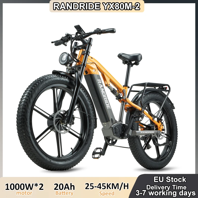 Vélo électrique RANDRIDE YX80M-2 1000W*2 double moteur 20Ah batterie 7 vitesses frein hydraulique VTT tout suspendu pour adult