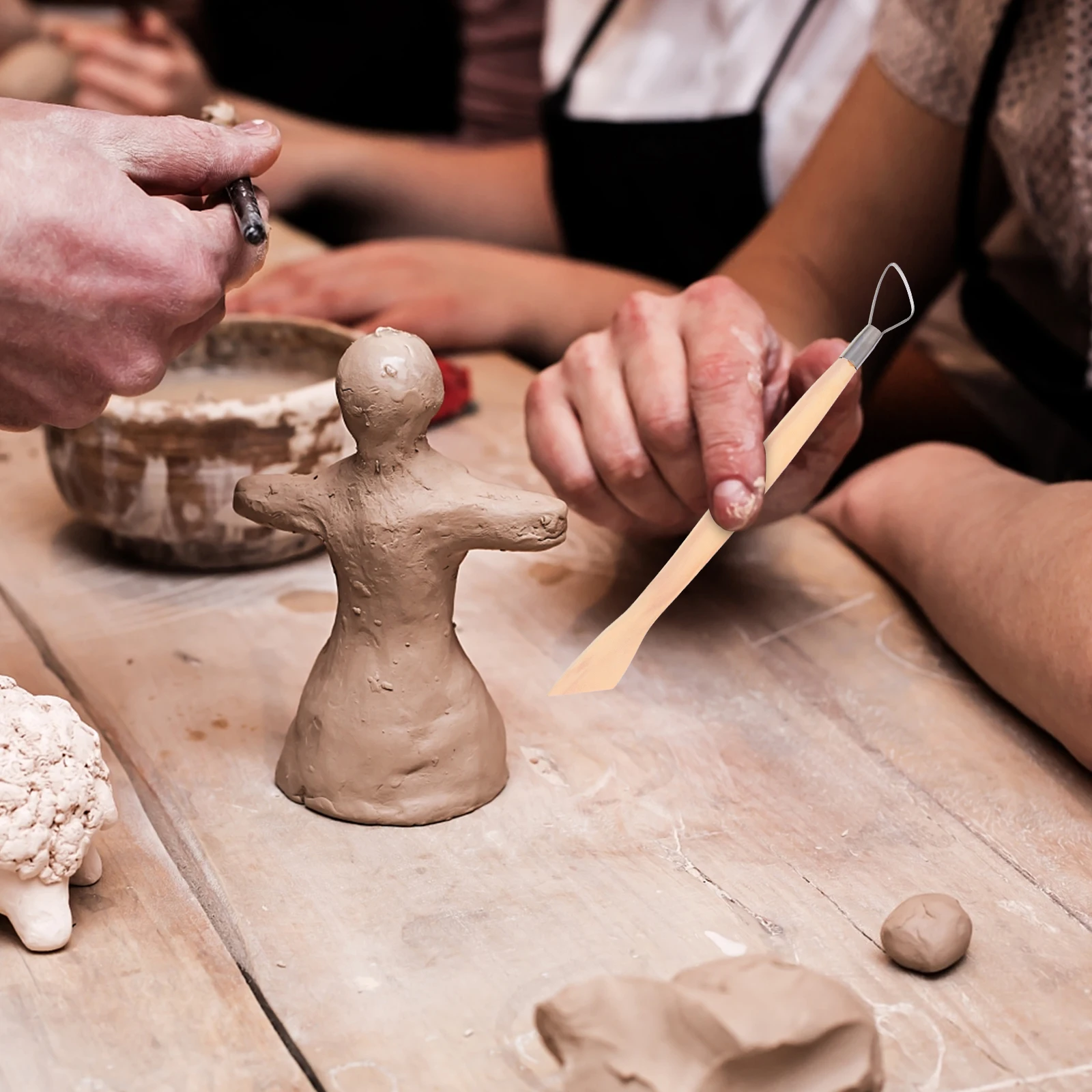 6 قطعة أدوات النحت الطين المقاوم للصدأ نحت مكشطة الطين النمذجة أداة للنحت نحت كشط المبتدئين #4