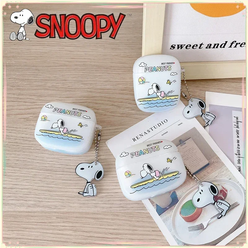 Snoopy Silicone Case for AirPods 3 2 1 Pro Cute Cartoon Shockproof Wireless Bluetooth Headset Protective Cover for Apple AirPods