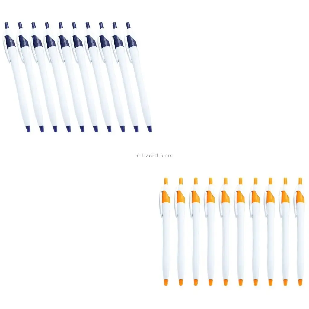 

10 шт. пластиковая шариковая ручка с зажимом для ручки, выдвижная шариковая ручка Деловая ручка для подписи, гладкая для письма