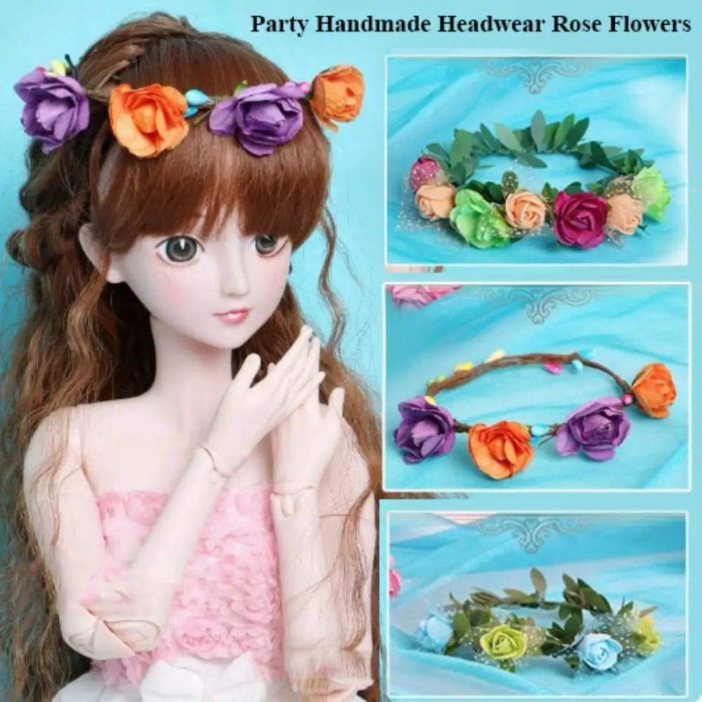 New Fashion Doll Flowers Headband DIY Hair Accessories Party Handmade Headwear Multi-colors Doll Headband for 1/3 BJD 60cm Doll