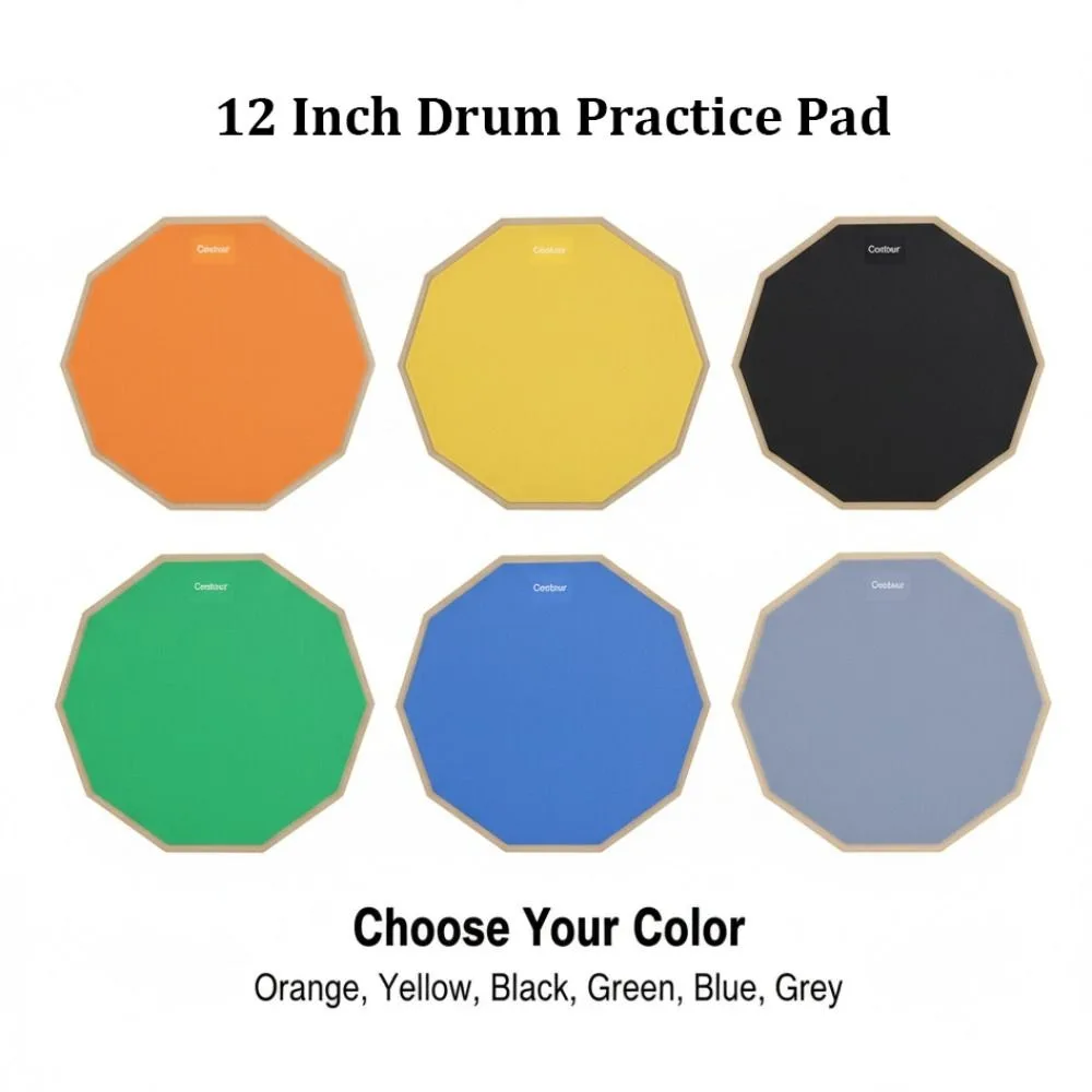 12 Inch Drum Practice Pad Rebound Anti-slip Silent Practice Drum Pad Professional Snare Stand Shock‑Absorbent Percussion Board