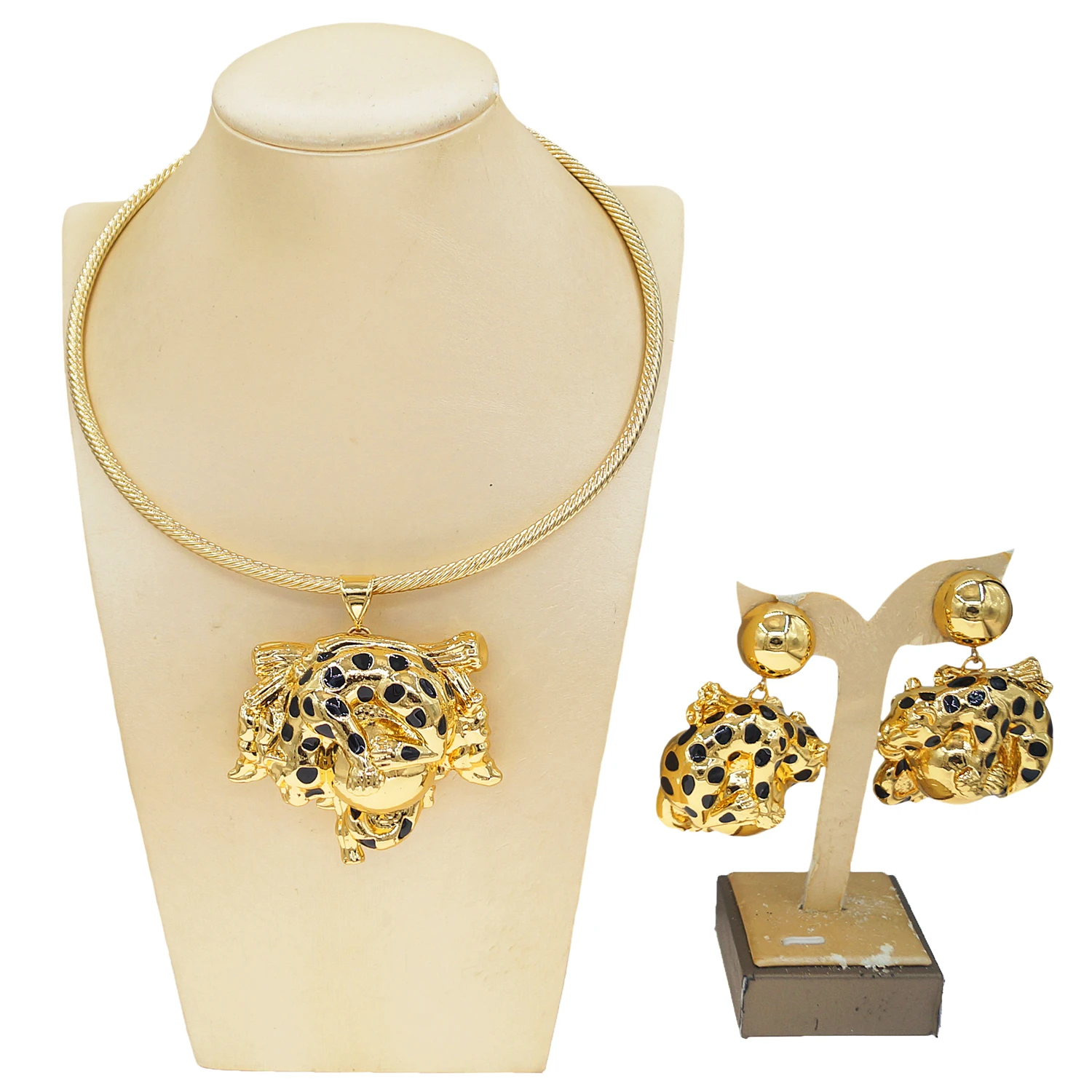 

Yulaili Unique Gold Plated Italian Jewelry Set for Women Light Weight Spot Necklace Earrings Party Banquet Accessories HK1034
