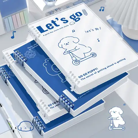 루즈리프 바인더 노트북, 강아지 팬더 공룡 카피바라 수평선, A5, B5, 60 매, 120 페이지
