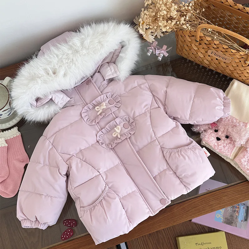 الأطفال الفتيات أسفل سترة الفراء مقنعين 90% بطة بيضاء رشاقته الدافئة طفل الفتيات أسفل معطف جديد الشتاء الاطفال الفتيات ملابس خارجية سترات #1