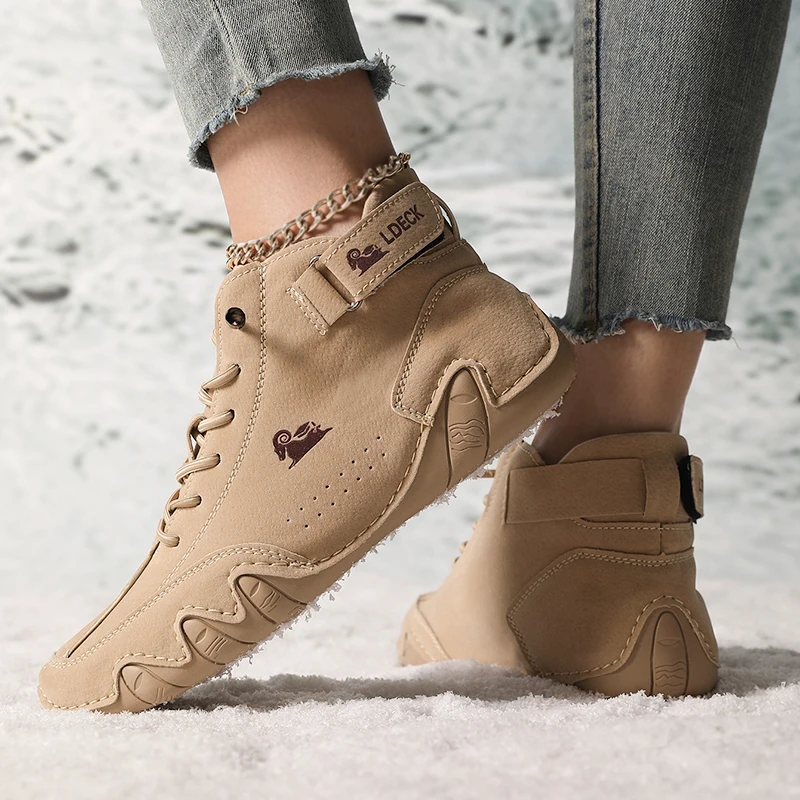 

Boots for Women Winter Shoes Waterproof Ankle Boots Luxury Comfortable Warm Fur Plush Snow Boot Leather Casual Short Boots 35-50