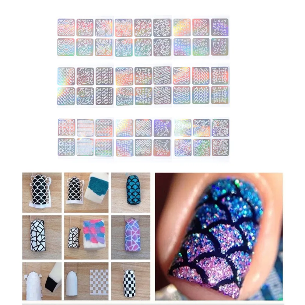 

Nail Art Stickers 48 Pcs Hollow Stamping Templates Stamp Plates for 3D Nail Decals Girls Women Manicure Design Tools