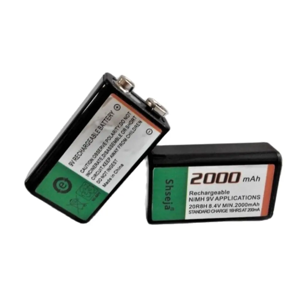 2pcs/lot SHSEJA 2000mAh 9V Rechargeable Battery 9 Volt Ni-MH Battery for Microphone