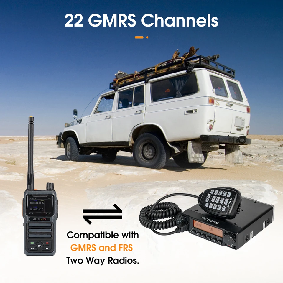 Retevis RA87 Car Mobile Radio Station 40W High Power Long Range GMRS Walkie Talkie for Car LCD Display ANI Relay