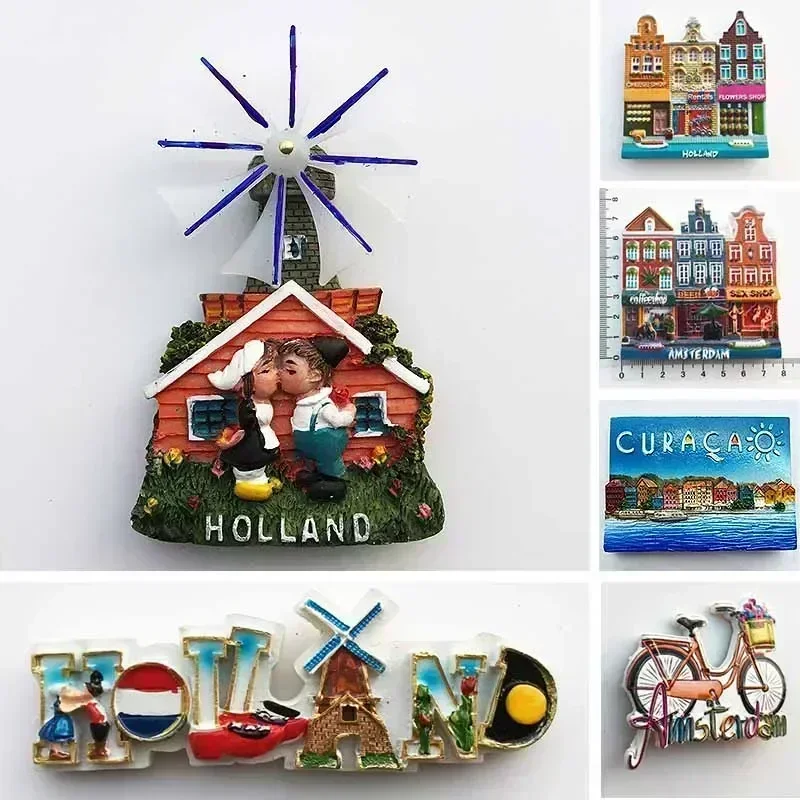 Netherlands Curacao Fridge Magnets Tourist Souvenirs Holland Windmill Amsterdam Magnetic Refrigerator Stickers Home Decor Gifts