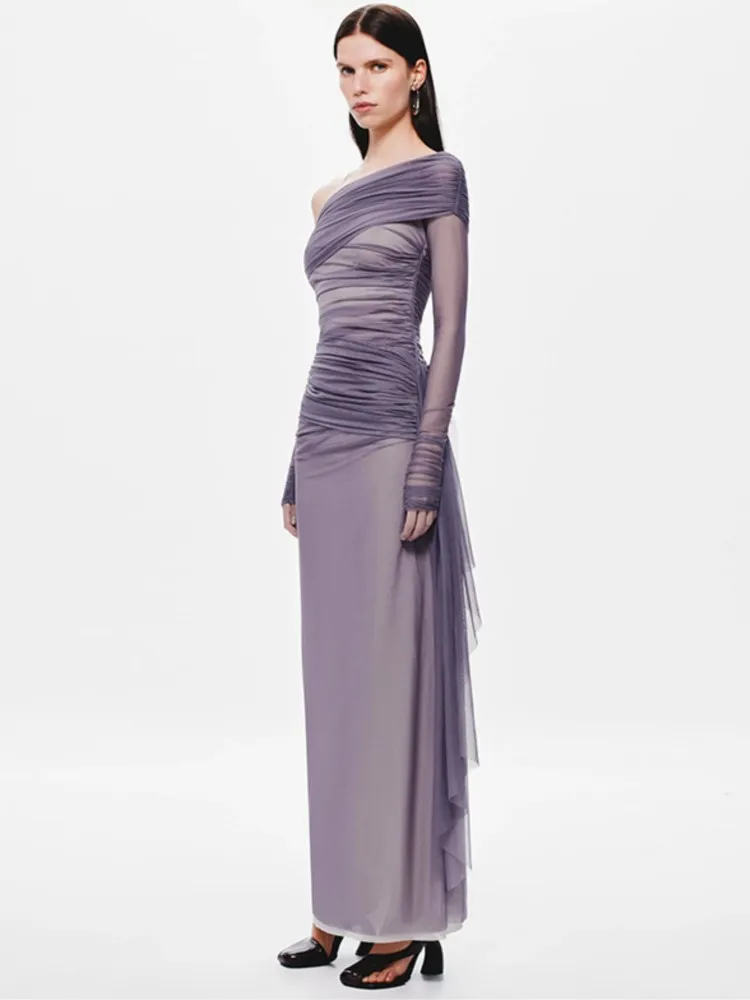 夏のカバーアップ女性水着長袖ローブ水着 2026 新しいパープルビーチホリデーマキシドレスカバーアップ