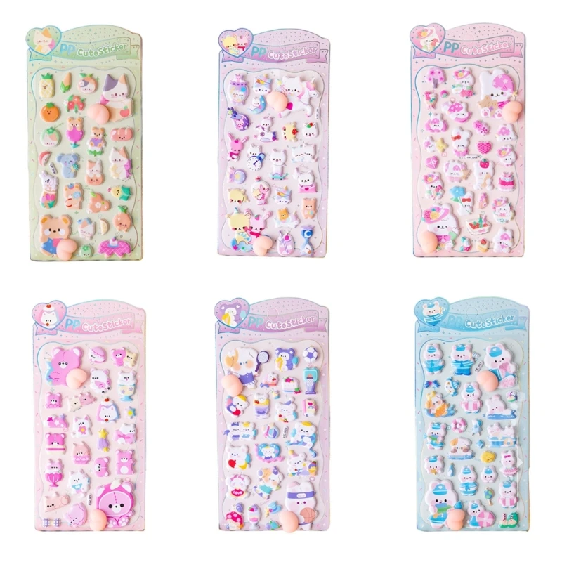 U55B Puffier Sticker Decorative Sticker for Scrapbooking Journals Notebook Phone Case, Reusing Sticker for Scrapbooks