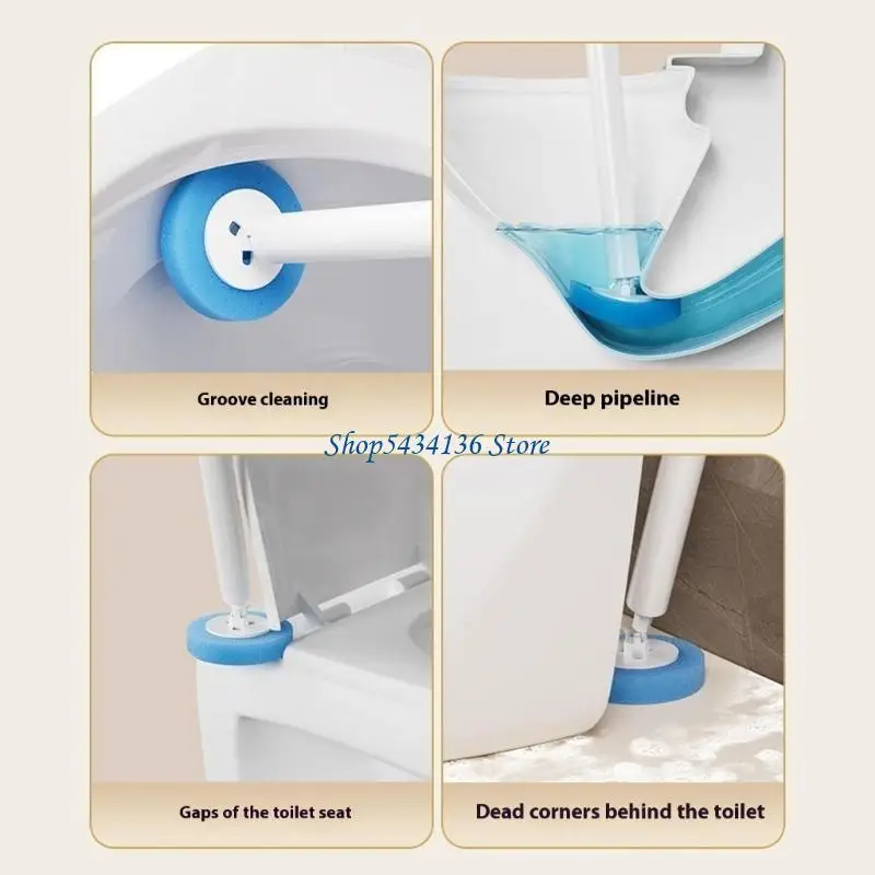 H7ED Wall Mounted Electric Toilet Cleaner Electric Toilet Scrubber Disposable Brush Head Easy 360 Degree Stain Removal