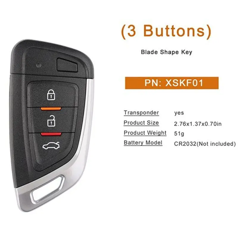 Para Xhorse XSKF01EN llave remota de proximidad inteligente Universal Fob de 3 botones para herramienta de llave VVDI