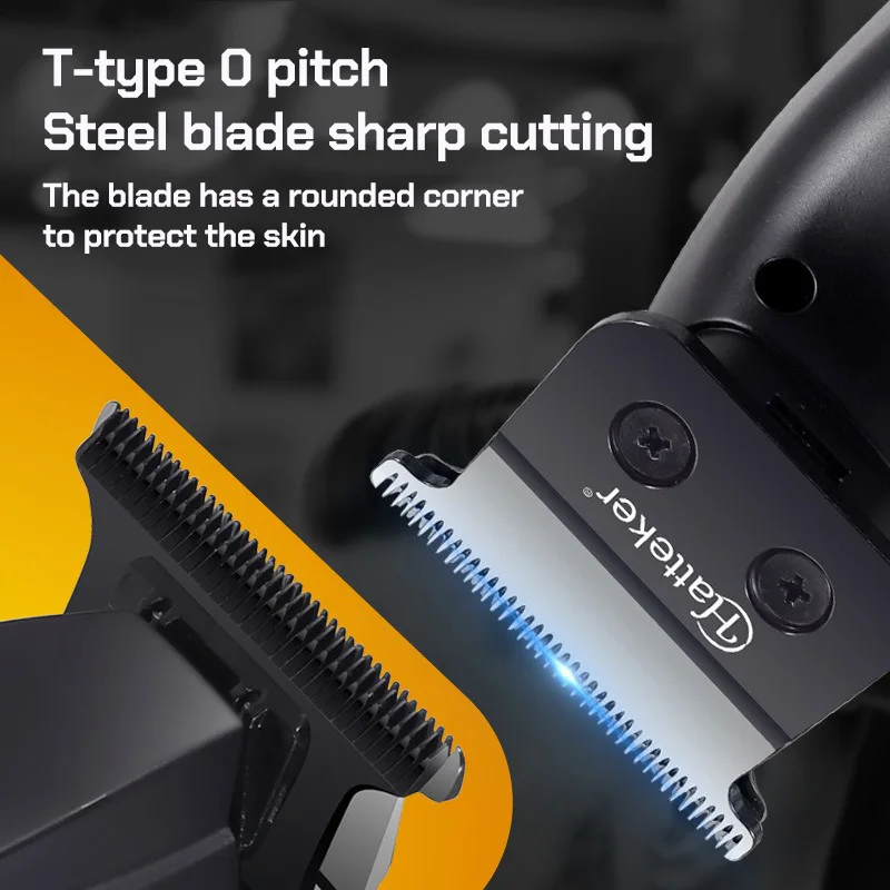 HT6135 Parrucchiere professionale Home 0 Gap Tagliacapelli elettrico calvo DLC Tagliacapelli con incisione con lama in acciaio inossidabile