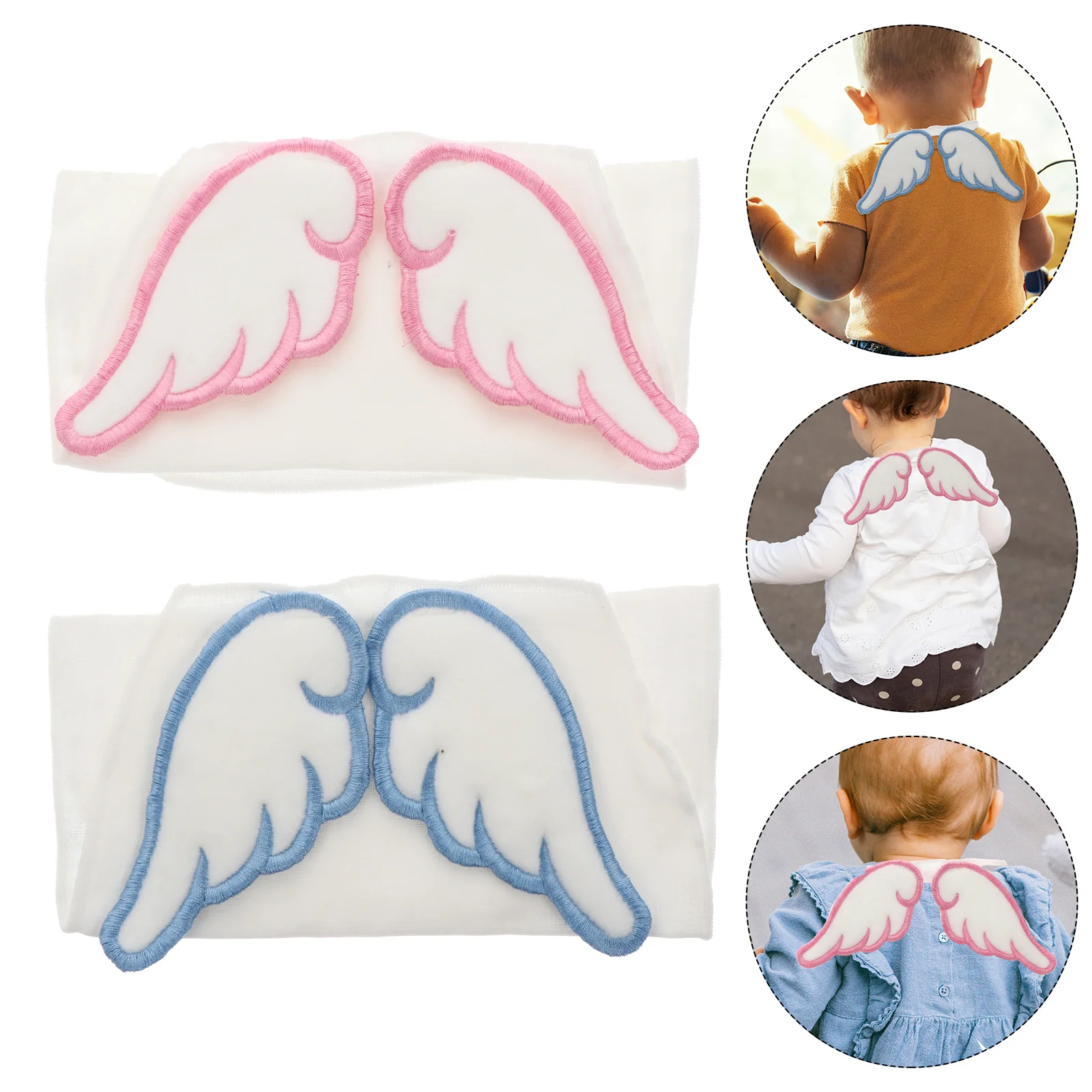 

2Pcs Infant Sweat Absorbent Towels Premium Material Soft Breathable Angel Wings Design Neat Sewing Long Service Life