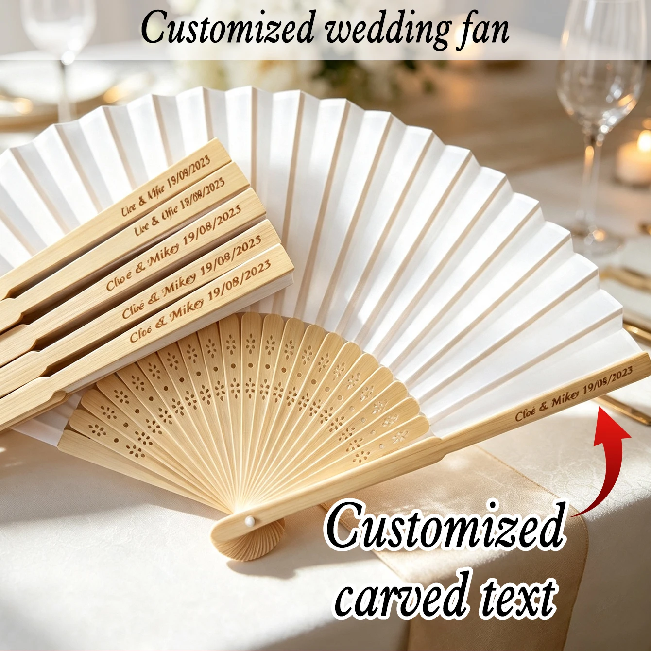 10/20/30PCS personalized carved paper fans wedding folding fans retro fans customized wedding gifts