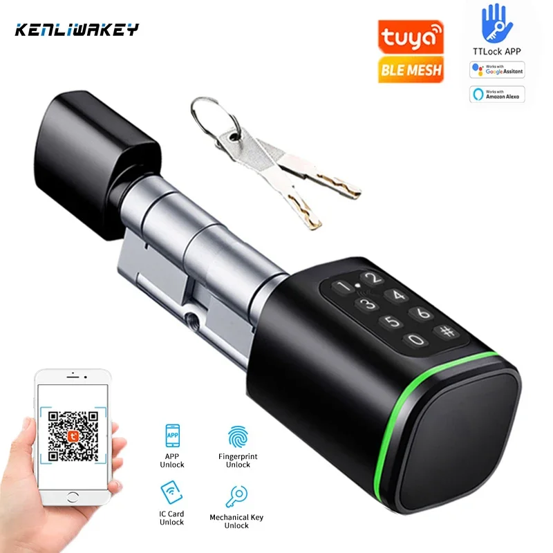 

Smart Cylinder Lock Tuya TT Lock Bluetooth APP Password RFID Card Unlock Digital Keyless Electronic Smart Door Lock Home Lock