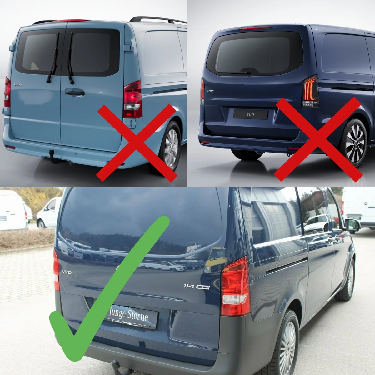 LED-Rückleuchten für Mercedes Benz Vito 2016-2023, sequenzieller Blinker, schwarze Rückleuchten-Baugruppe [Nicht passend für V260/V220/V-Klasse] [Nicht passend für Vito Facelift-Modell] – Detail 1