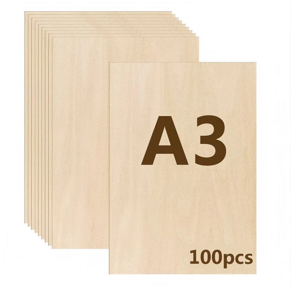 Dofiki 10/20/40/80/100 velletjes per verpakking van A3-formaat (420x297x3mm) lindehout multiplex, geschikt voor lasergraveren, schilderen, modelbouw