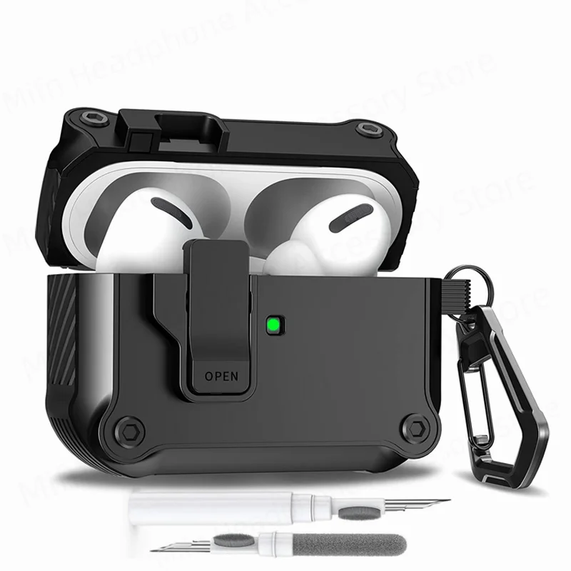 حافظة AirPods Pro الثالثة (2025) مع مجموعة أدوات تنظيف، غطاء آمن لمفتاح المفاجئة التلقائي لسماعات الرأس Fundas لأجهزة Apple AirPods Pro 3 ﻿