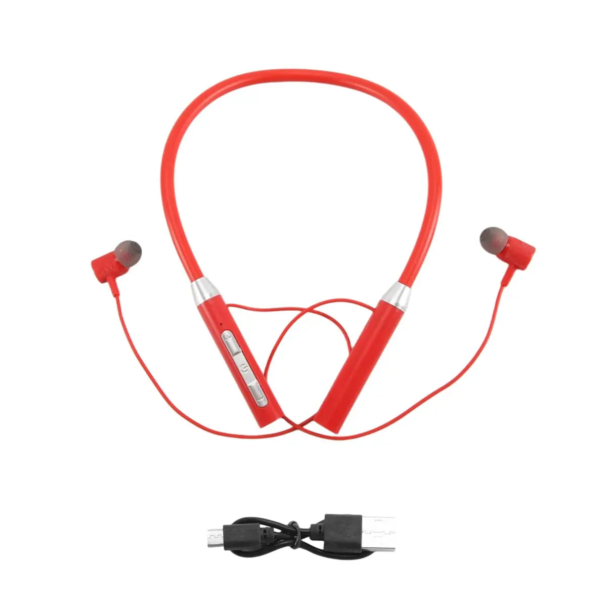 Friendly!Wireless Bluetooth Headset Neck Type Stereo Noise Reduction Universal Plug-in Card Sport Ear Headset Mic,Red