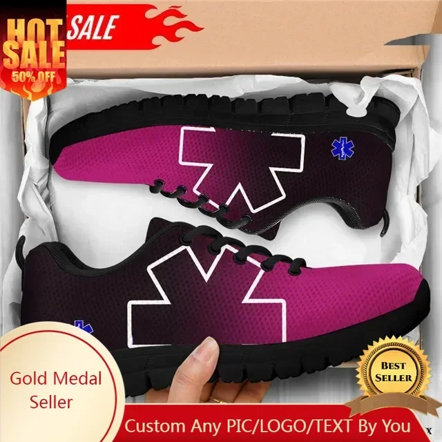 

New Fashion Gradient Color Women Nursing Shoes Lace Up Winter Spring Comfortable Walk Shoe Paramedic EMT EMS Design Mesh Sneaker