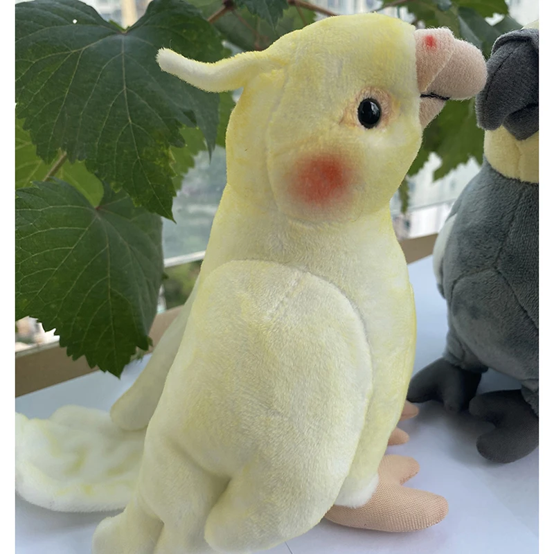 Simulation Soft Mini Size Lifelike Grey Cockatiel Plush Toys Real Life Soft Yellow Parrot Birds Stuffed Animals Toy Dolls Gifts