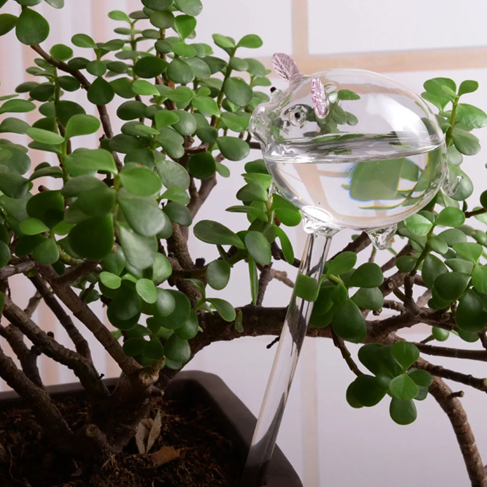 Automatic Glass Pig Watering Device High Borosilicate Self Watering Plant Irrigation Tool for Houseplants Hanging Plants Garden