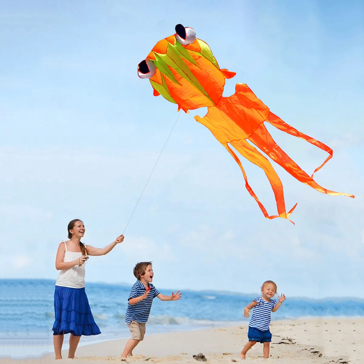 ว่าวปลาทองหลากสี ขนาดใหญ่ ผ้าเนื้อนุ่ม แบบสายเดี่ยว ของเล่นบินกลางแจ้ง ของขวัญสำหรับเด็กและผู้ใหญ่ ใช้ได้ที่ชายหาดและสวนสาธารณะ