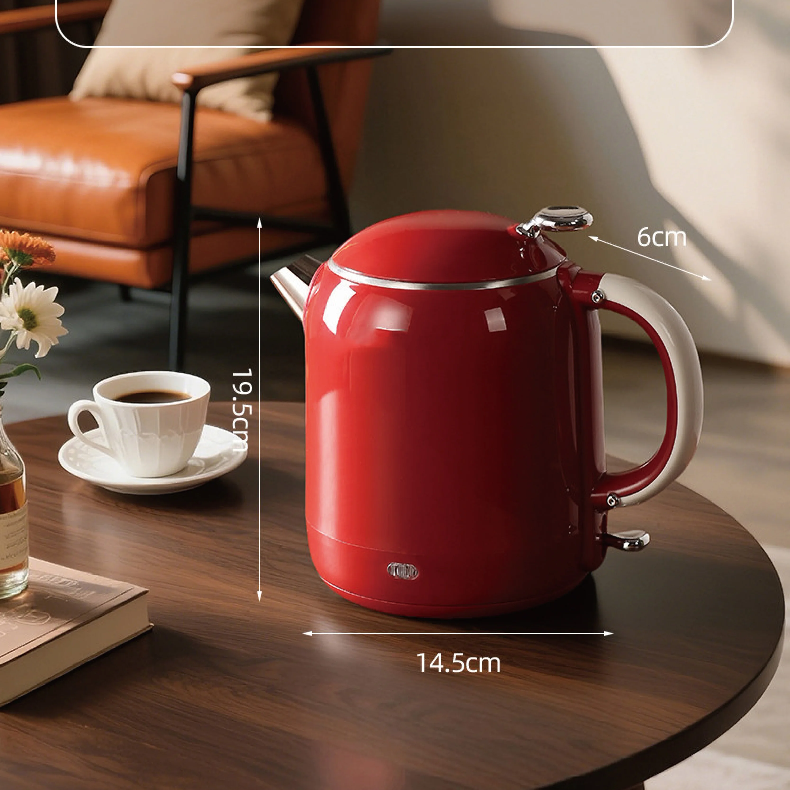 1000ml Electric Kettle Portable 304 Stainless Steel Quick Boiling Kettle Teapot Home Thermos Kettle Automatic Power-Off 1355W
