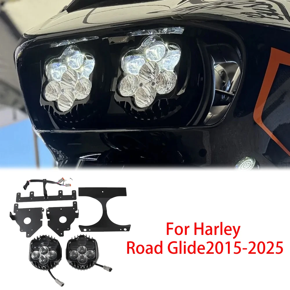 

E-Marked LED Headlight High/Low Beam w/ DRL for Harley Road Glide Series 2015-2025, Motorcycle Headlamp