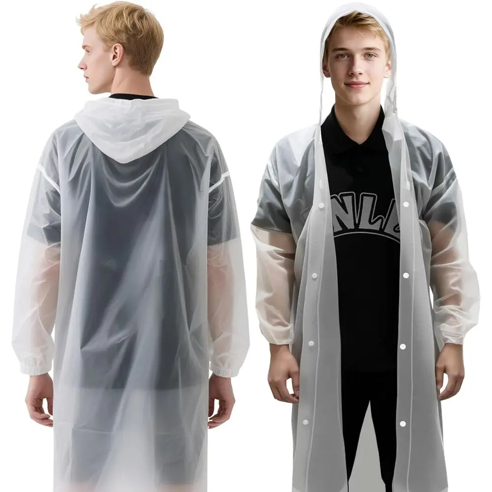 

Набор из 12 плащей-дождевиков для взрослых, водонепроницаемые плащи из ЭВА с капюшоном и завязками, многоразовые, для женщин и мужчин, полупрозрачные.