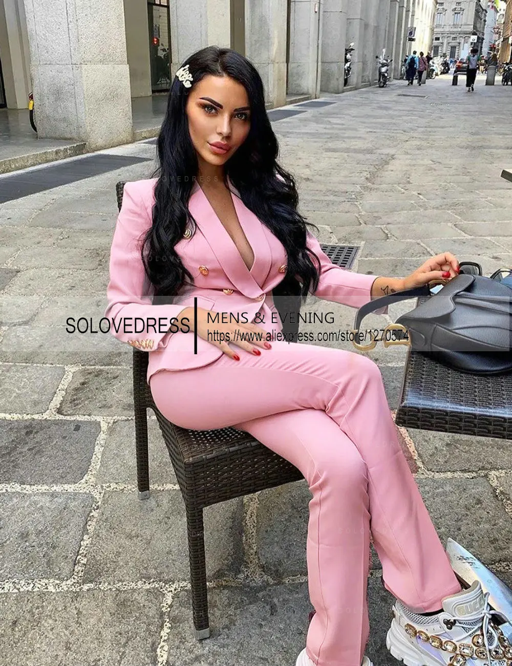 Costume 2 pièces pour femmes, coupe cintrée, à la mode, Blazer, bureau, Tuxedos de mariage, costume professionnel, Business, Blazer + pantalon