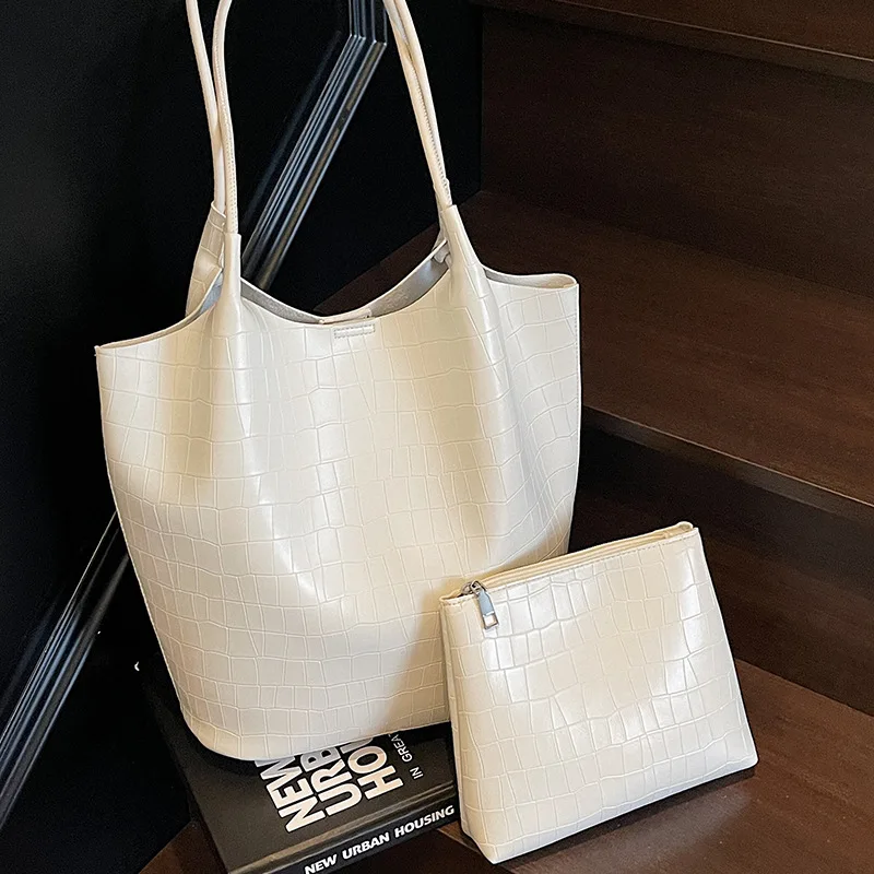 حقيبة حمل ذات سعة كبيرة بنمط حجري جديد لعام 2025 للنساء - حقيبة ركاب، حقيبة يومية واسعة ومتعددة الاستخدامات بكتف واحد