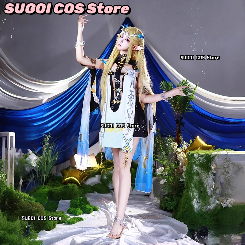 Cartethyia أنيمي تأثيري Wuthering موجات زي Cartethyia فستان مثير شعر مستعار موحدة لعبة أنيمي لعب الأدوار الزي فساتين حريمي