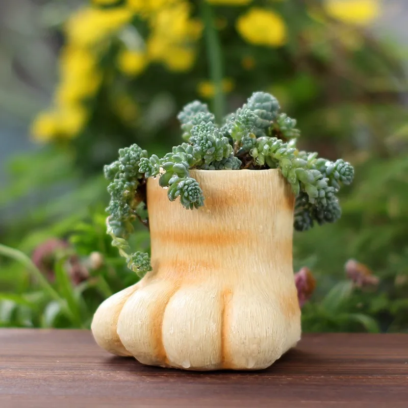 Cute Cat Claw Flower Pot Ornament Novelty Cute Flower Pots for Succulents Flower Plants Figure Resin Plant Decor Mini Pot