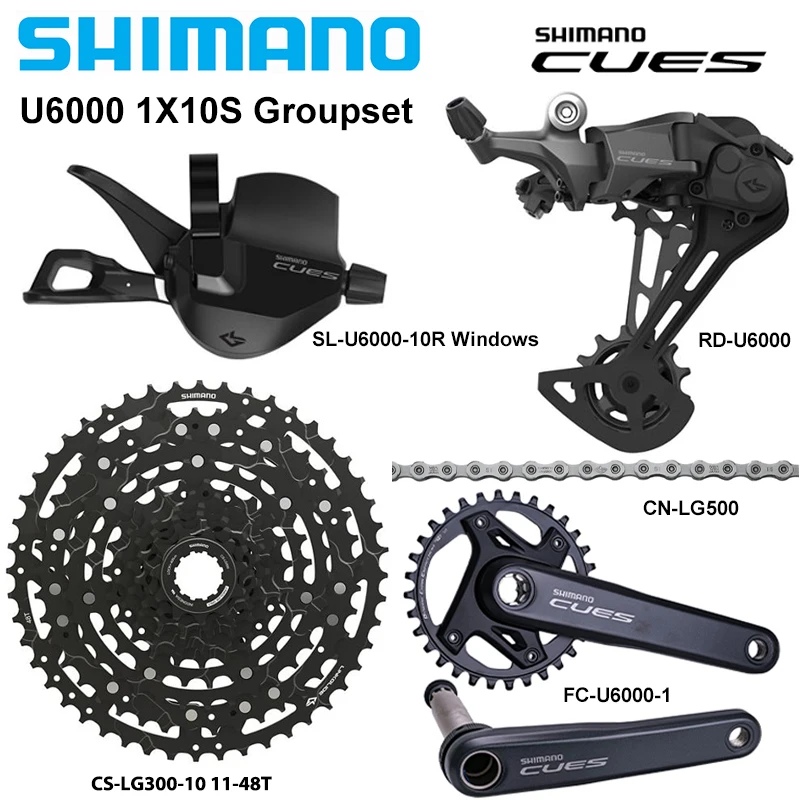 SHIMANO CUES U6000 1X10Speed Groupset Shifter Lever SL-U6000-10R Rear Derailleur SGS CS-LG400-10 48T CN-LG500 Crankset Original