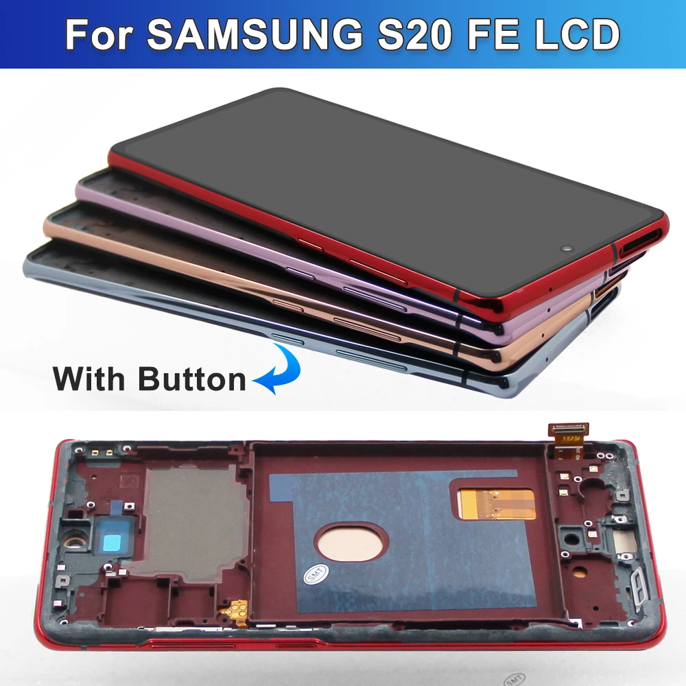 Tested AMOLED for Samsung S20 FE with Frame Replacement, for Samsung S20 Lite G781B G780F LCD Touch Screen Digiziter Assembly