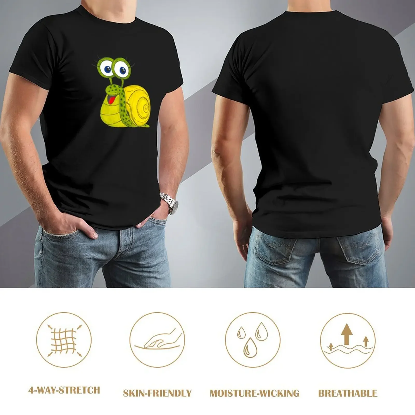 Camiseta caracol verde com gráficos pretos, pacote de camisetas para homens