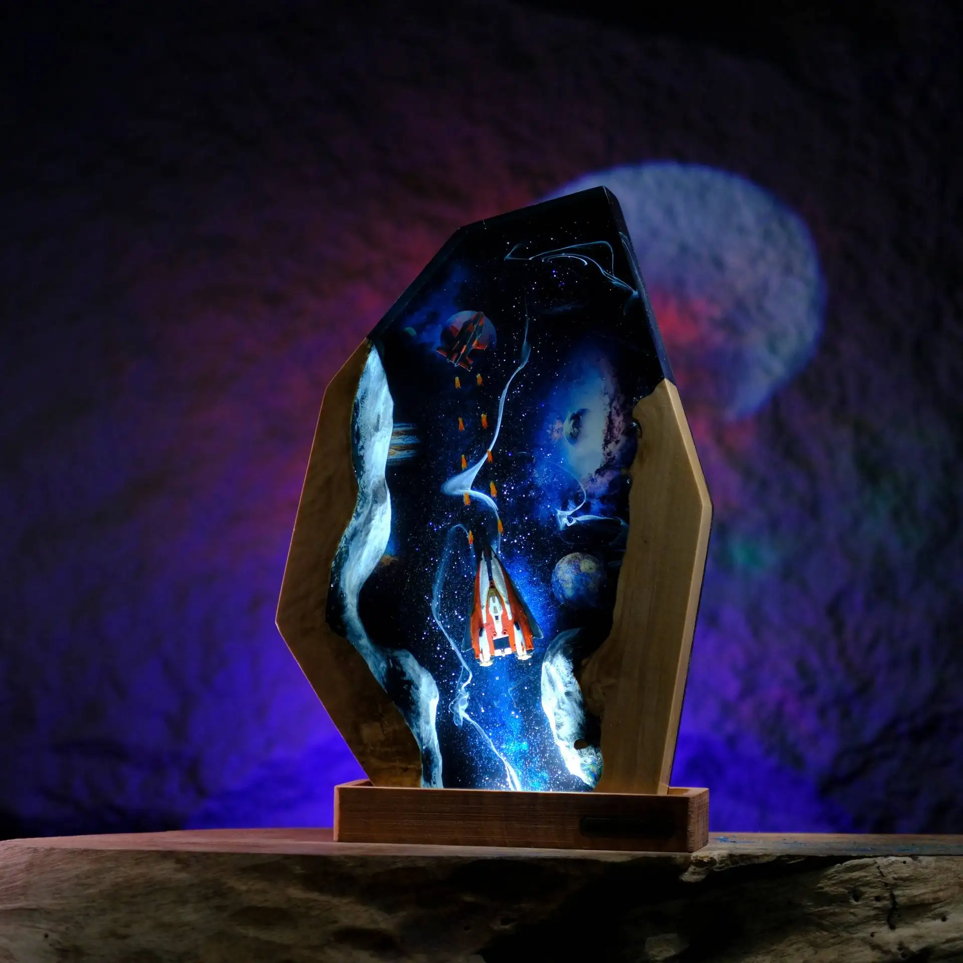 Customized Items Resin Table Light Interstellar War LED Night Light Creative Artistic Room Decoration Lamp USB Charge