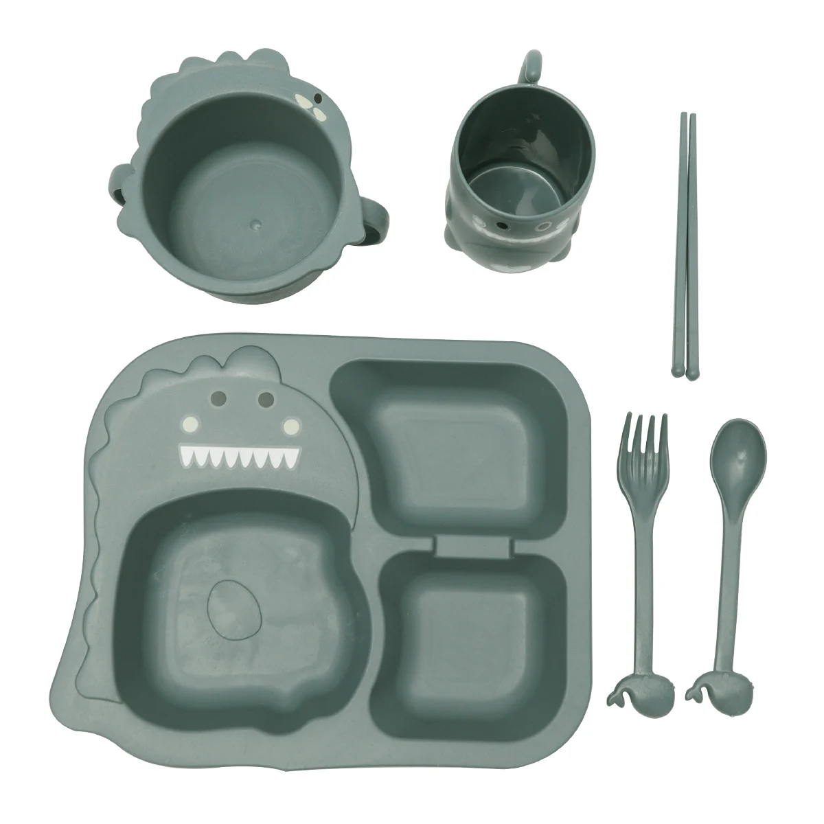

Portable Kids Tableware Set Lightweight Children Dinnerware Kit Creative Platter Smooth Design Travel Use Baby Feeding