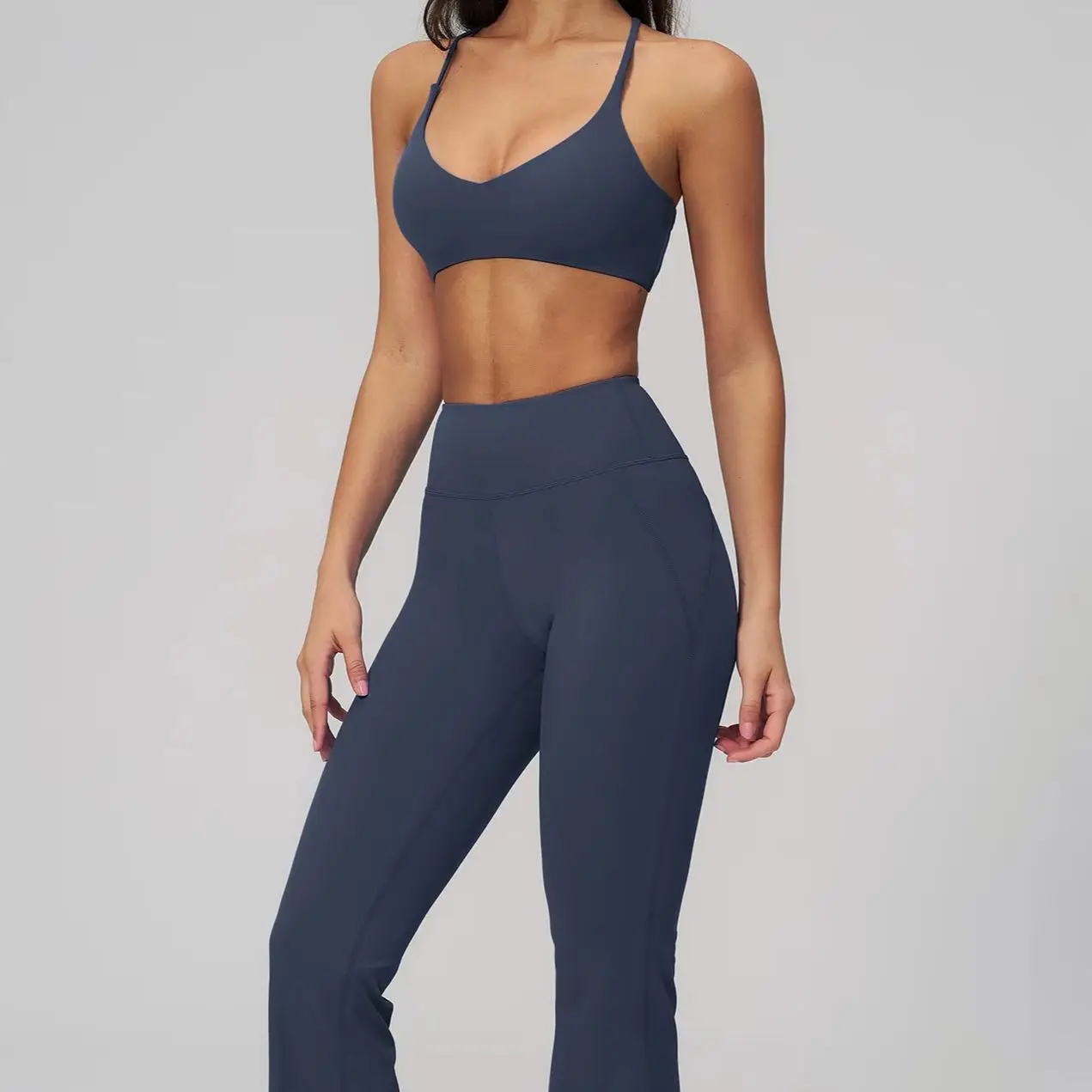 Sexy Sports Suit 2 Pieces Women's Neck Hanging and Beautiful Back Yoga Set Tight Fitting Quick Dry Fitness Suit Set Yoga Clothes