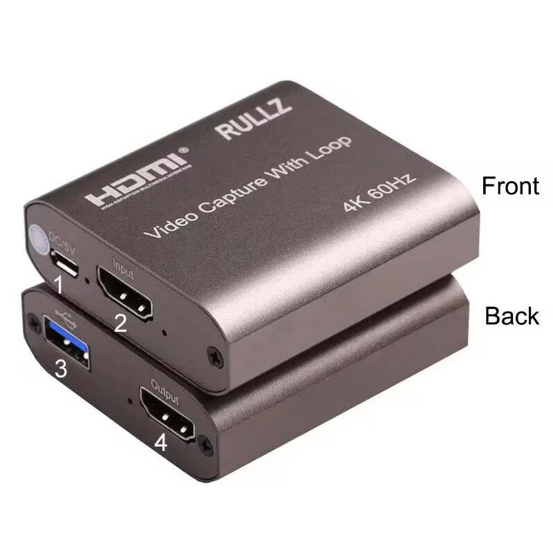 4K 60hz Loop Out HDMI To USB 3.0 2.0 Video Capture Card 1080P 60fps Video Recorder Grabber for PS4 Switch OBS Live Streaming Box